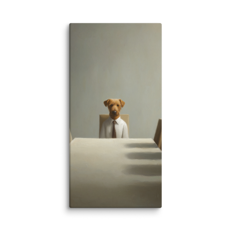 Funny Dog Wall Art – Business Dog Canvas Print | Surrealist Minimalist Office Home Decor