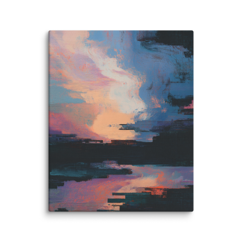 Glitch Sunset Canvas Print – Vaporwave Abstract Wall Art | Dopamine Decor Modern Home Decor
