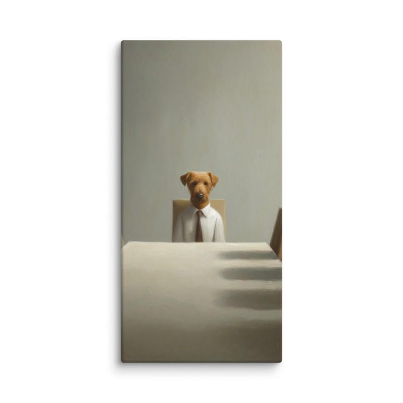 Funny Dog Wall Art – Business Dog Canvas Print | Surrealist Minimalist Office Home Decor
