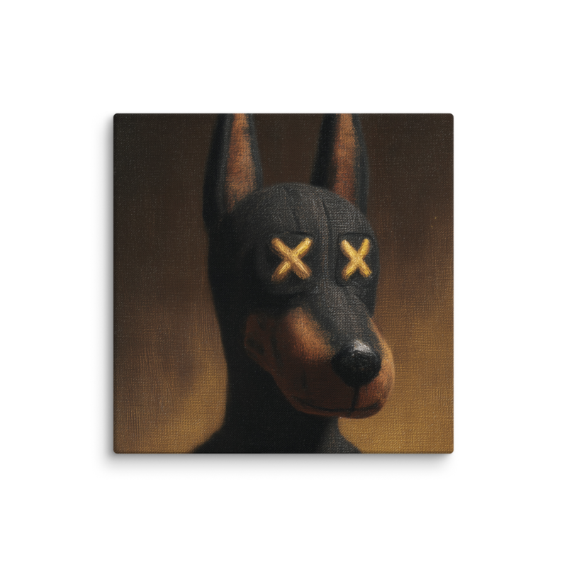 Doberman Portrait Canvas Print – Dark Luxury Street Art Wall Art | Bold Masculine Home Decor
