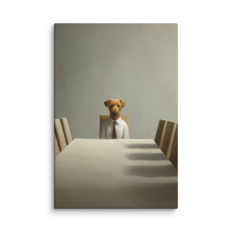 Funny Dog Wall Art – Business Dog Canvas Print | Surrealist Minimalist Office Home Decor