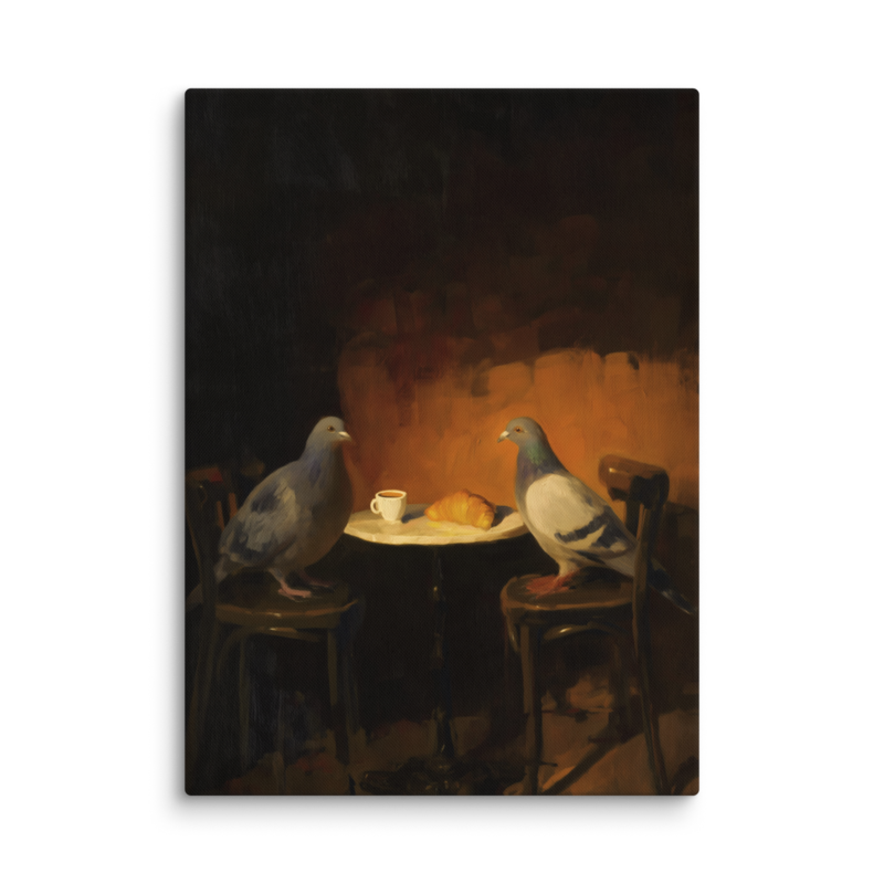 The Negotiation – Pigeon Bistro Canvas Print