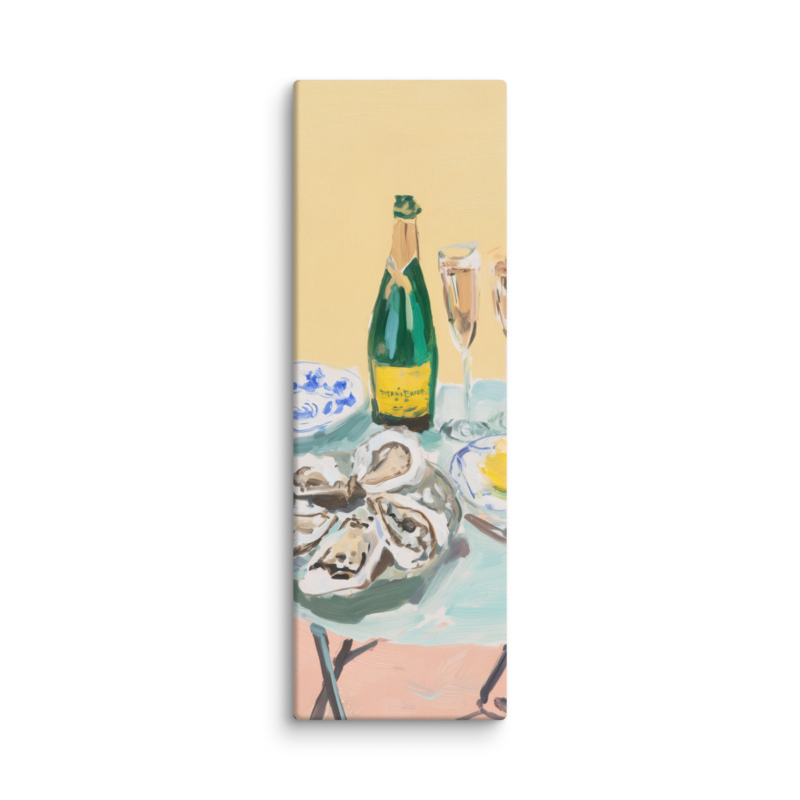 Champagne & Oysters Canvas Print – French Bistro Still Life Wall Art | Dopamine Home Decor