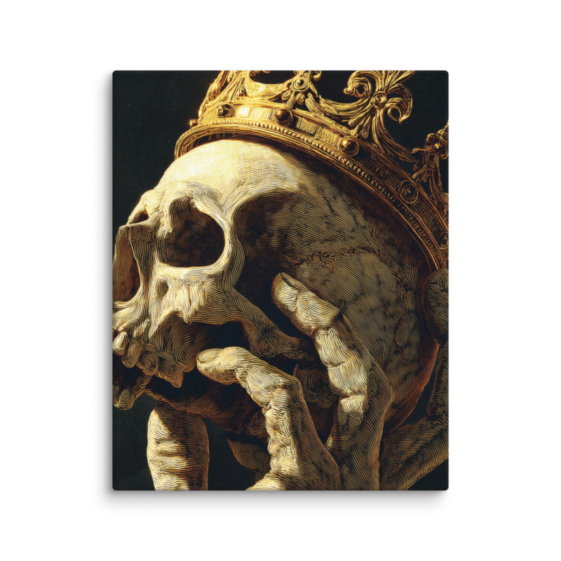 Gothic Wall Art – Crowned Skull Canvas Print | Dark Academia Memento Mori Home Decor