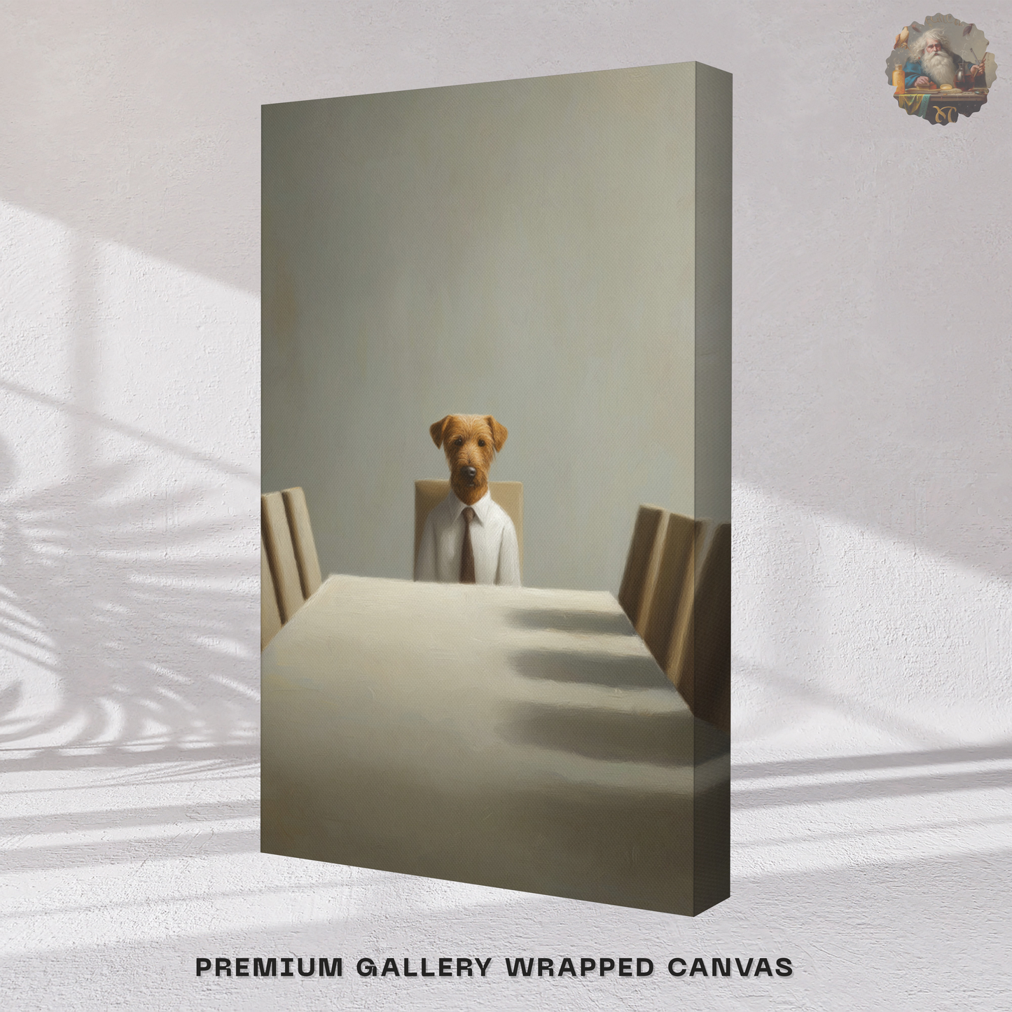 Funny Dog Wall Art – Business Dog Canvas Print | Surrealist Minimalist Office Home Decor