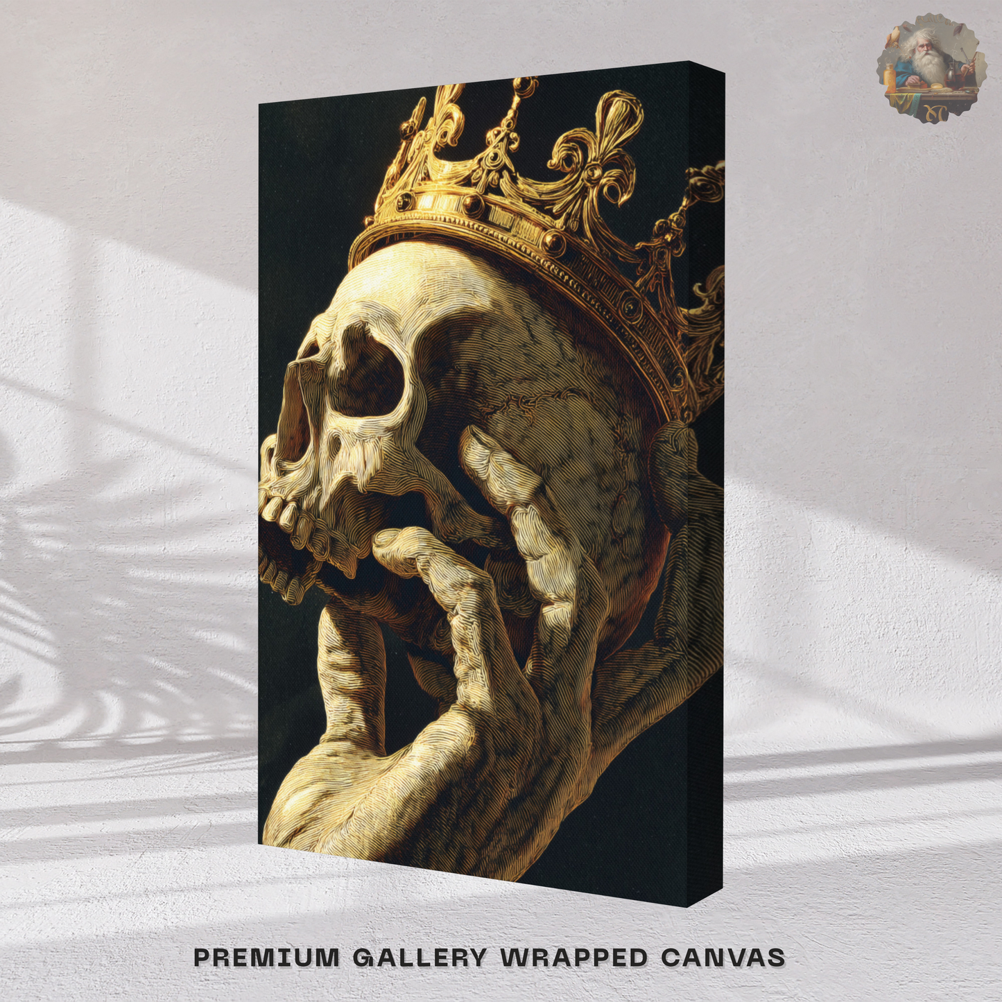 Gothic Wall Art – Crowned Skull Canvas Print | Dark Academia Memento Mori Home Decor