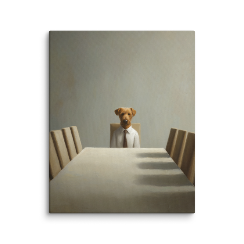 Funny Dog Wall Art – Business Dog Canvas Print | Surrealist Minimalist Office Home Decor