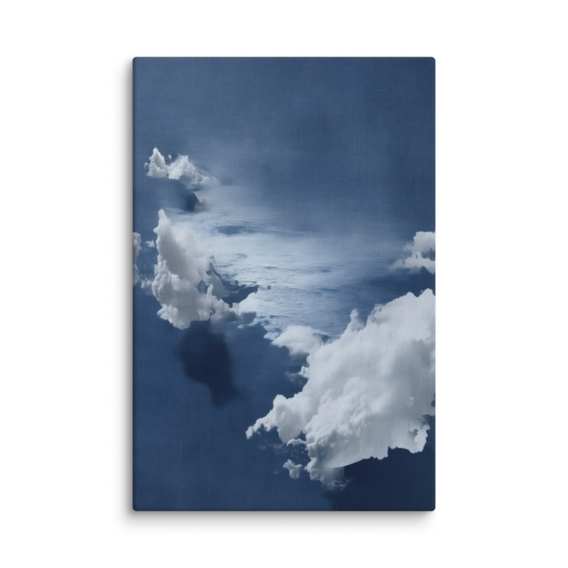 Blue Cloud Canvas Print – Coastal Minimalist Wall Art | Navy Japandi Calm Home Decor