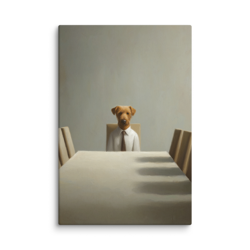 Funny Dog Wall Art – Business Dog Canvas Print | Surrealist Minimalist Office Home Decor