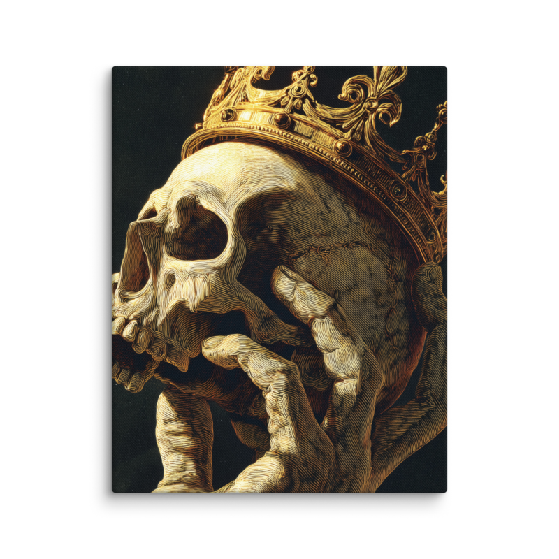 Gothic Wall Art – Crowned Skull Canvas Print | Dark Academia Memento Mori Home Decor