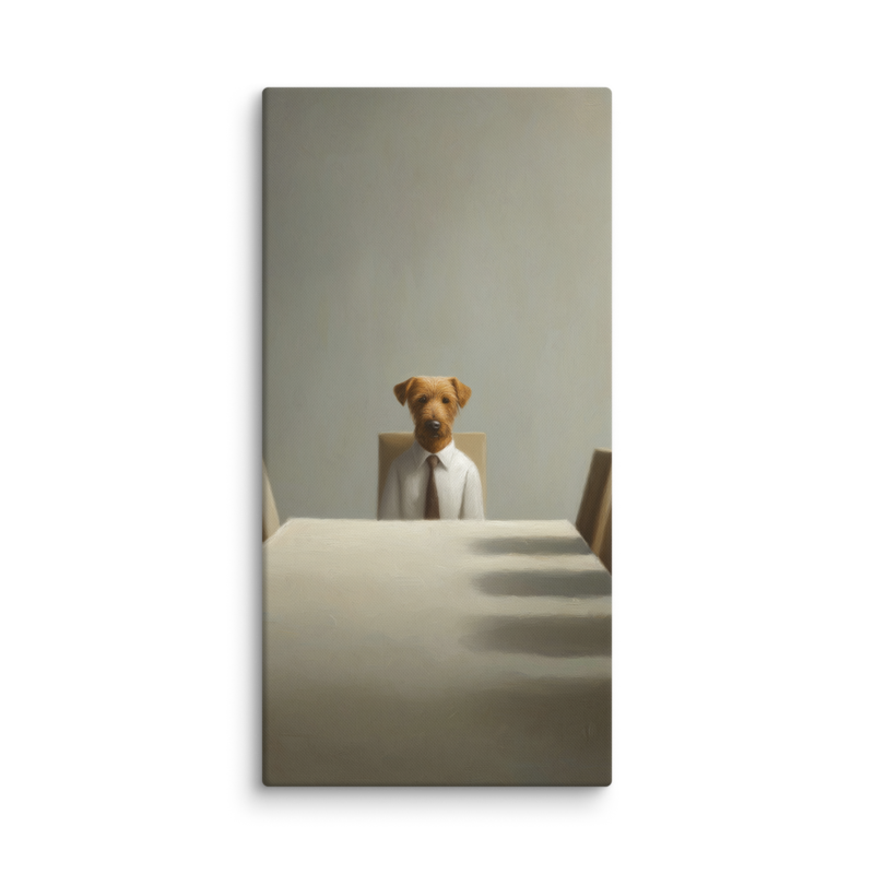 Funny Dog Wall Art – Business Dog Canvas Print | Surrealist Minimalist Office Home Decor