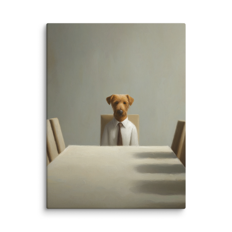Funny Dog Wall Art – Business Dog Canvas Print | Surrealist Minimalist Office Home Decor