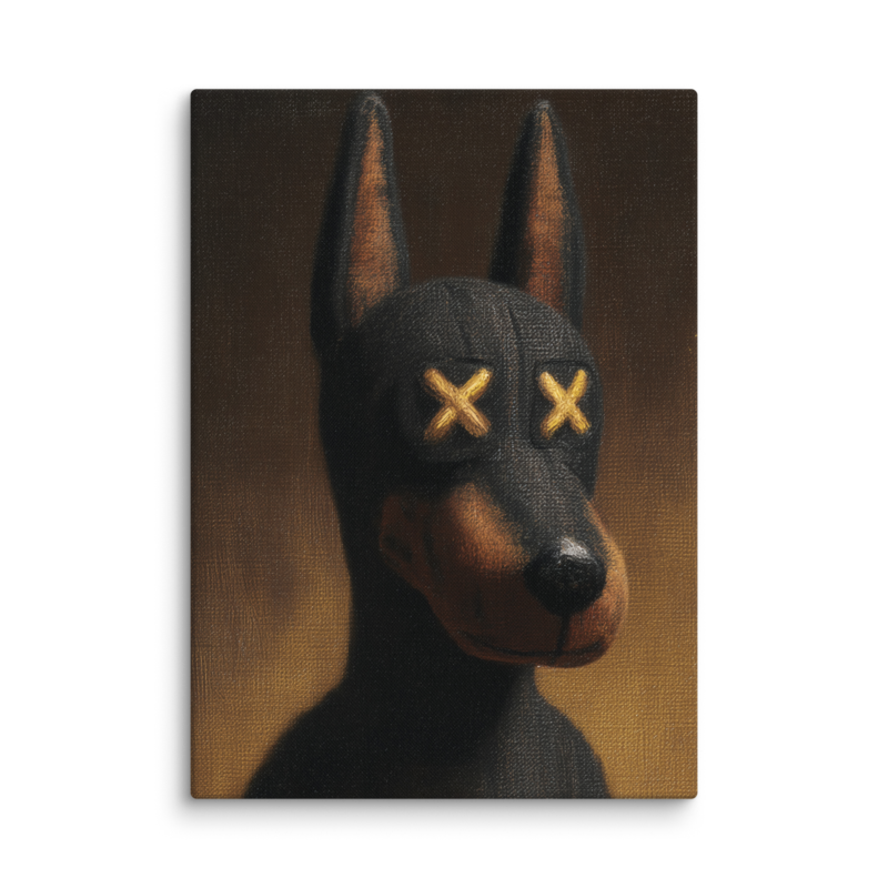 Doberman Portrait Canvas Print – Dark Luxury Street Art Wall Art | Bold Masculine Home Decor