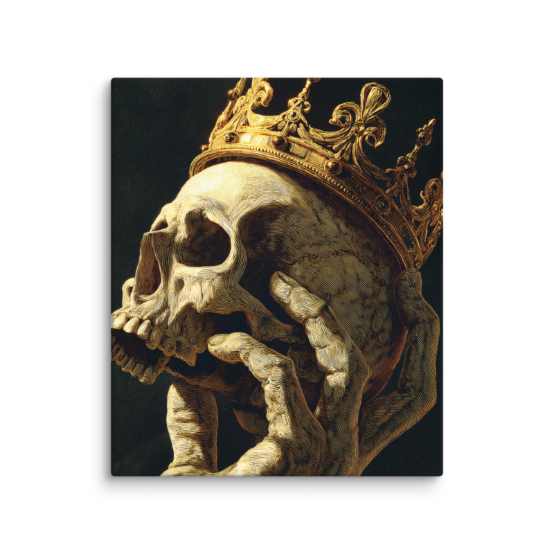 Gothic Wall Art – Crowned Skull Canvas Print | Dark Academia Memento Mori Home Decor
