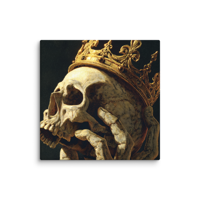 Gothic Wall Art – Crowned Skull Canvas Print | Dark Academia Memento Mori Home Decor