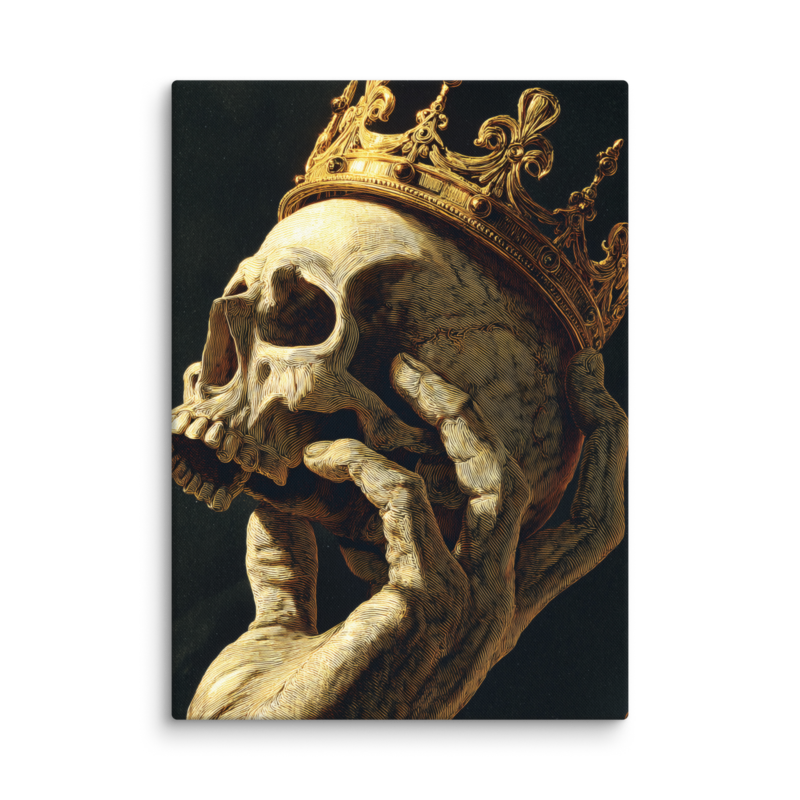 Gothic Wall Art – Crowned Skull Canvas Print | Dark Academia Memento Mori Home Decor