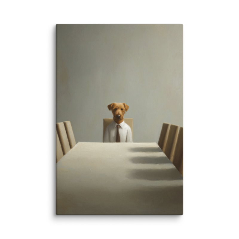 Funny Dog Wall Art – Business Dog Canvas Print | Surrealist Minimalist Office Home Decor