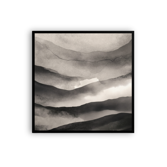 Japandi Mountain Canvas Print – Monochrome Ink Wash Wall Art | Wabi-Sabi Minimal Home Decor