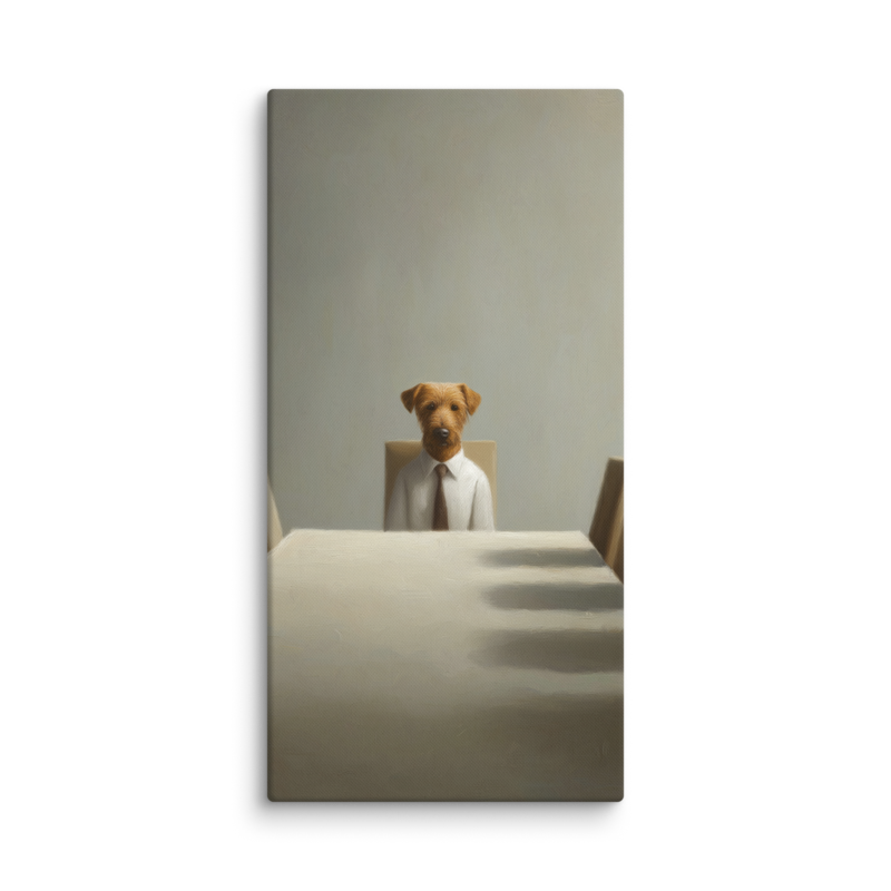 Funny Dog Wall Art – Business Dog Canvas Print | Surrealist Minimalist Office Home Decor