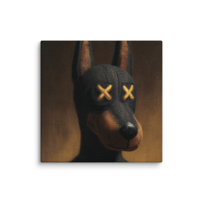 Doberman Portrait Canvas Print – Dark Luxury Street Art Wall Art | Bold Masculine Home Decor