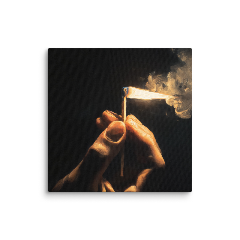 Dark Academia Wall Art – Lit Match Canvas Print | Moody Figurative Home Decor