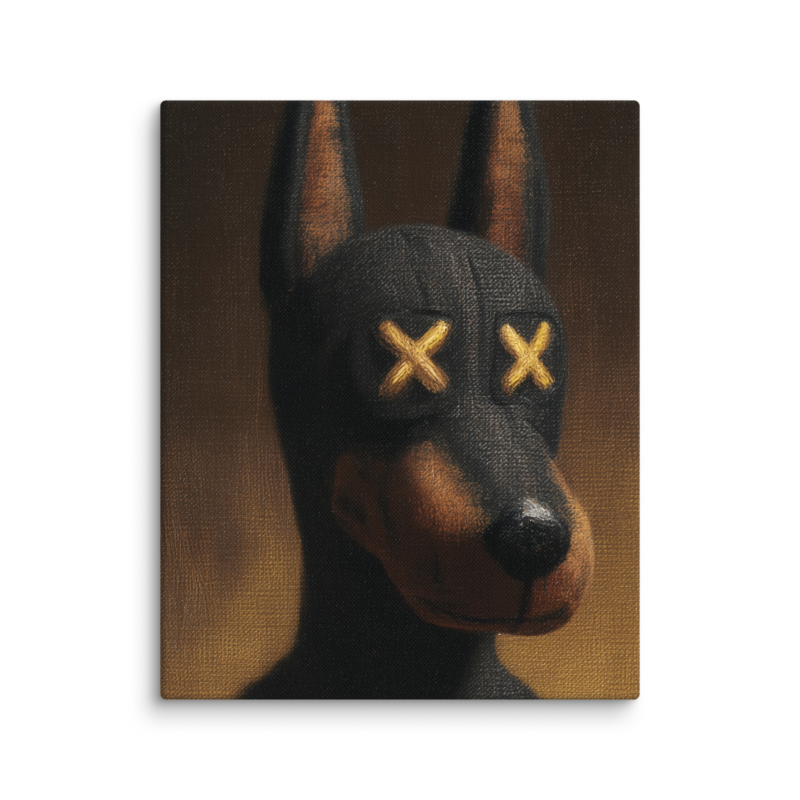 Doberman Portrait Canvas Print – Dark Luxury Street Art Wall Art | Bold Masculine Home Decor