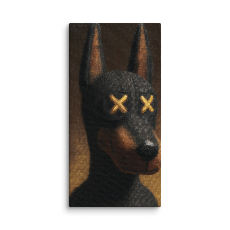 Doberman Portrait Canvas Print – Dark Luxury Street Art Wall Art | Bold Masculine Home Decor