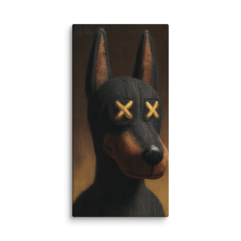 Doberman Portrait Canvas Print – Dark Luxury Street Art Wall Art | Bold Masculine Home Decor