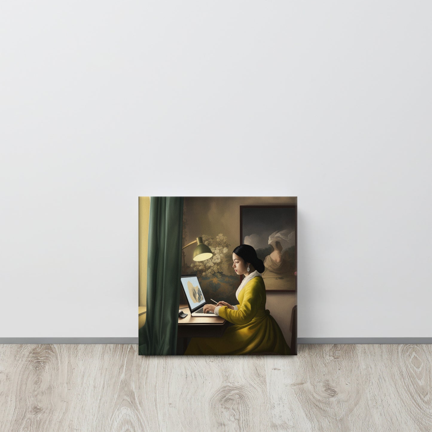 "Modern Daylight": A Vermeer-Inspired AI Canvas Print of Contemporary Life