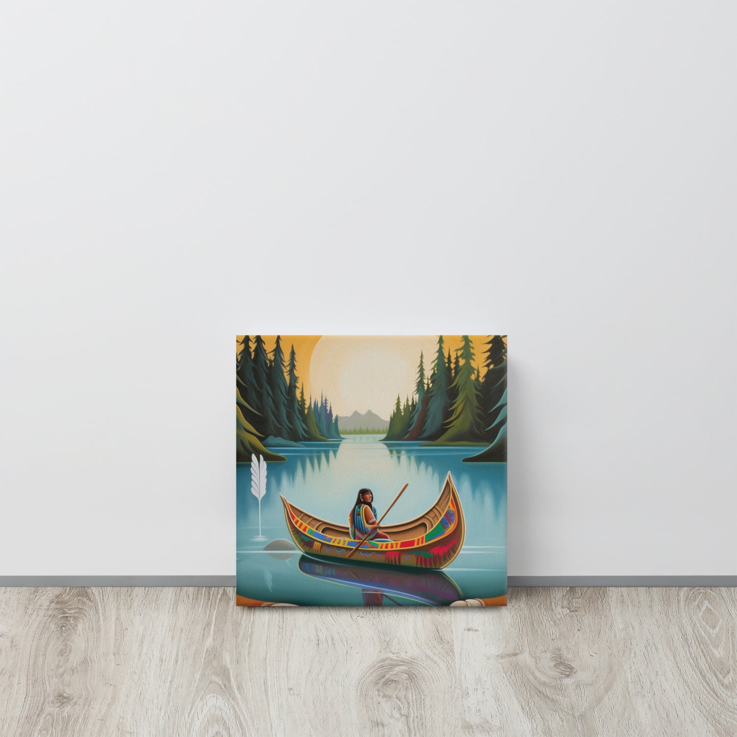 "Melody on the Lake" - Native American Inspired Canvas Art in R.C. Gorman Style