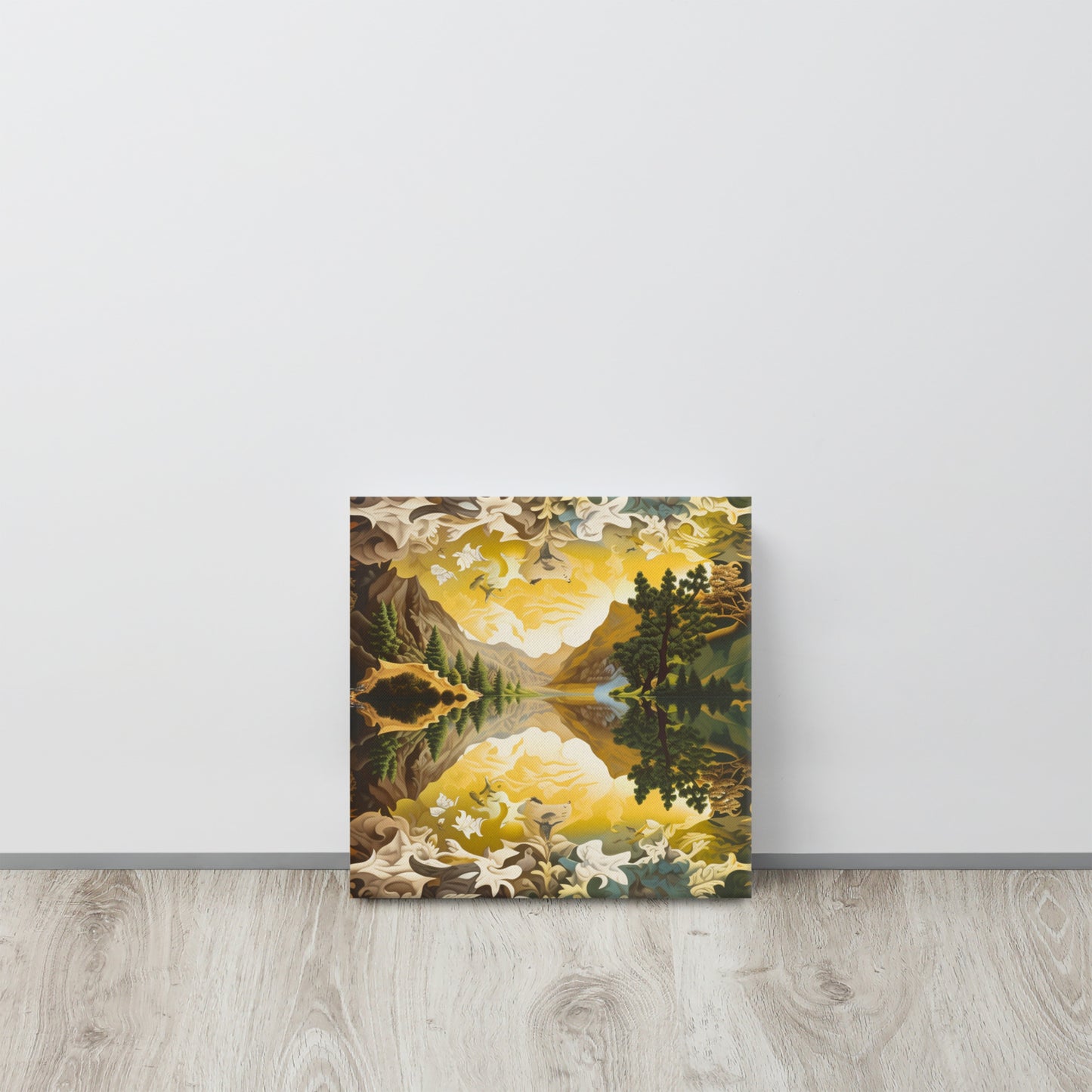 "Mirror of Nature": An Escher-Inspired Surreal Canvas Print for Modern & Minimalist Interiors