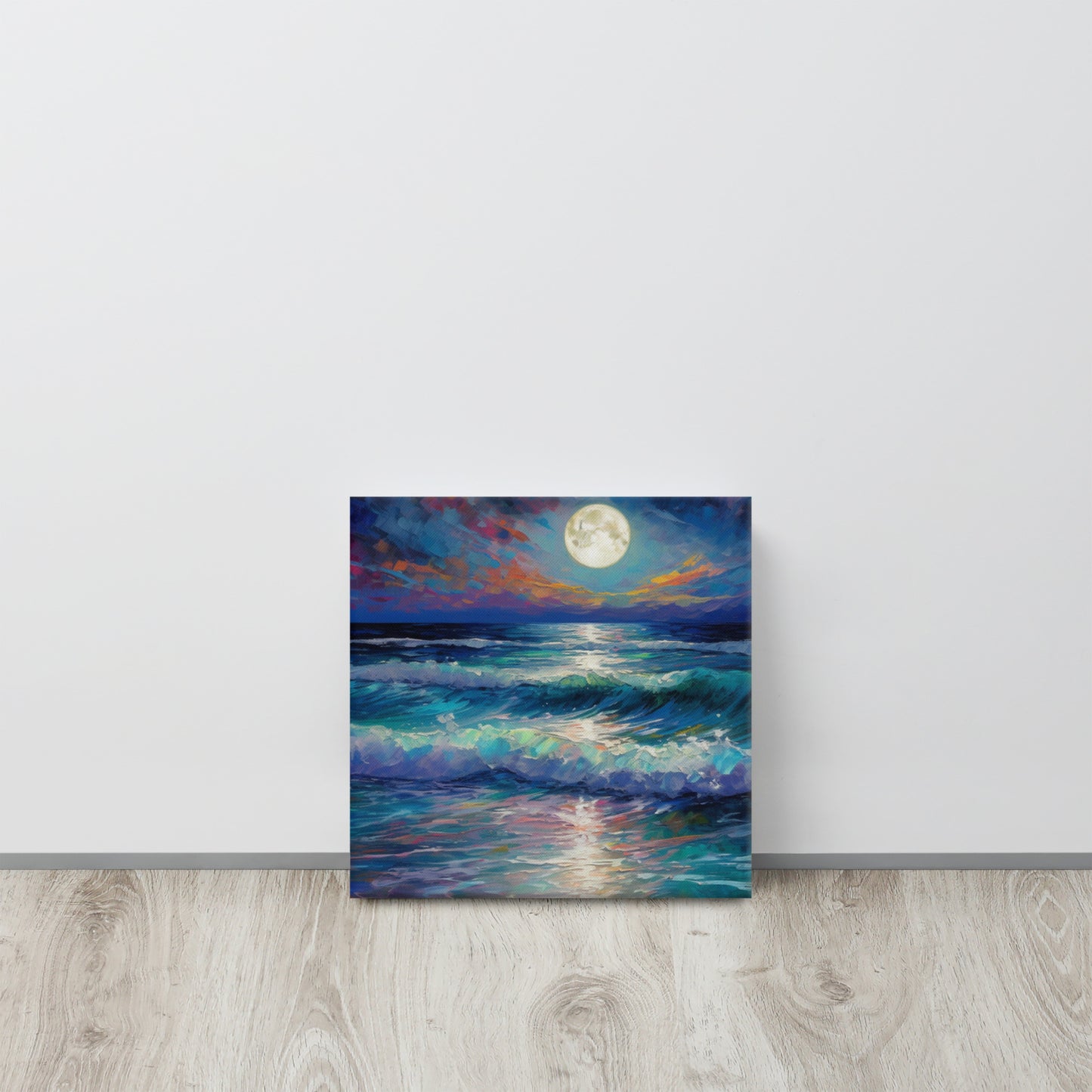 Moonlit Bioluminescence: A Claude Monet Inspired Canvas Print