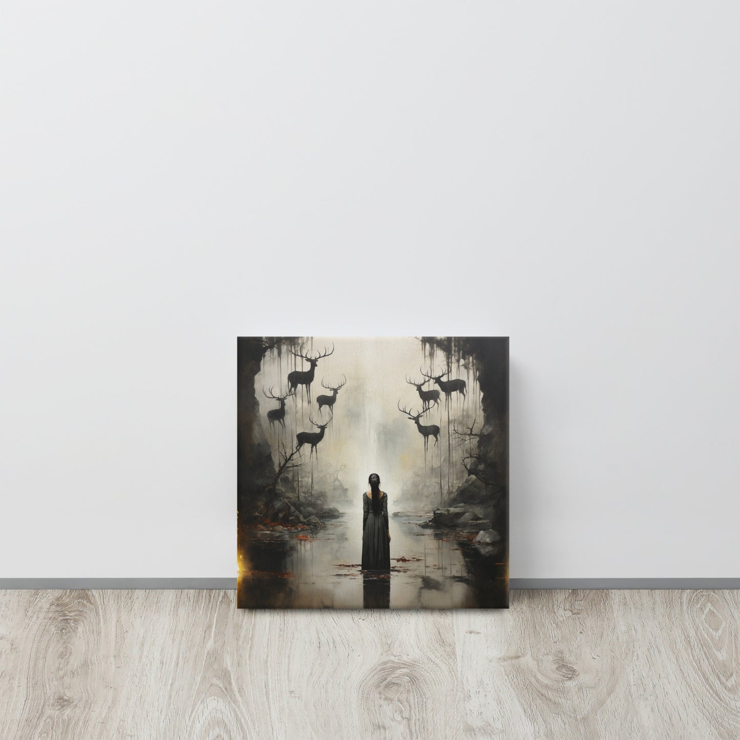 Lake Serenade: Haunting Maiden Canvas Print Inspired by Francisco de Goya