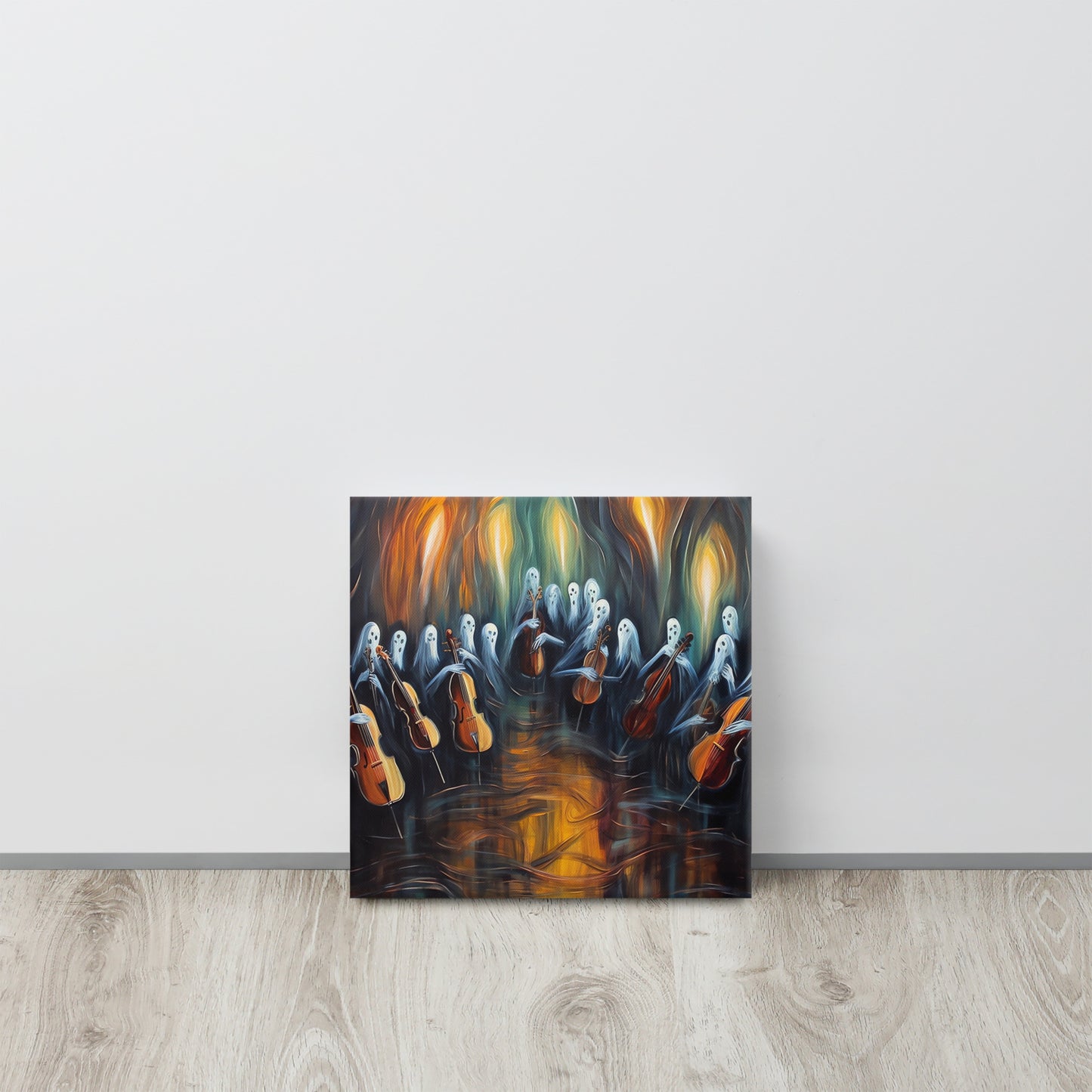 Spectral Symphony: Munch-Inspired Ghostly Orchestra Canvas Print