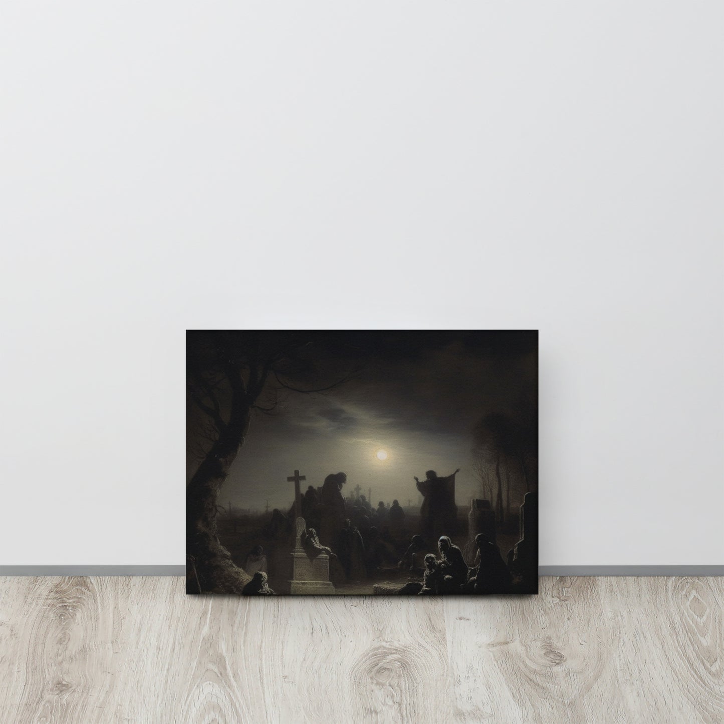 Spectral Vigil: A Gothic, Industrial & Modern Style Canvas Print Inspired by Rembrandt