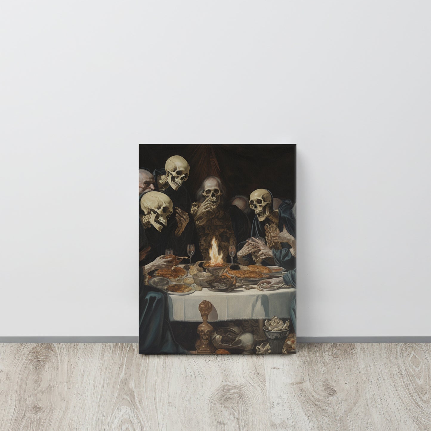 "The Unholy Feast" - AI Generated Art Print Inspired by Ponziano Loverini's Eerie Style