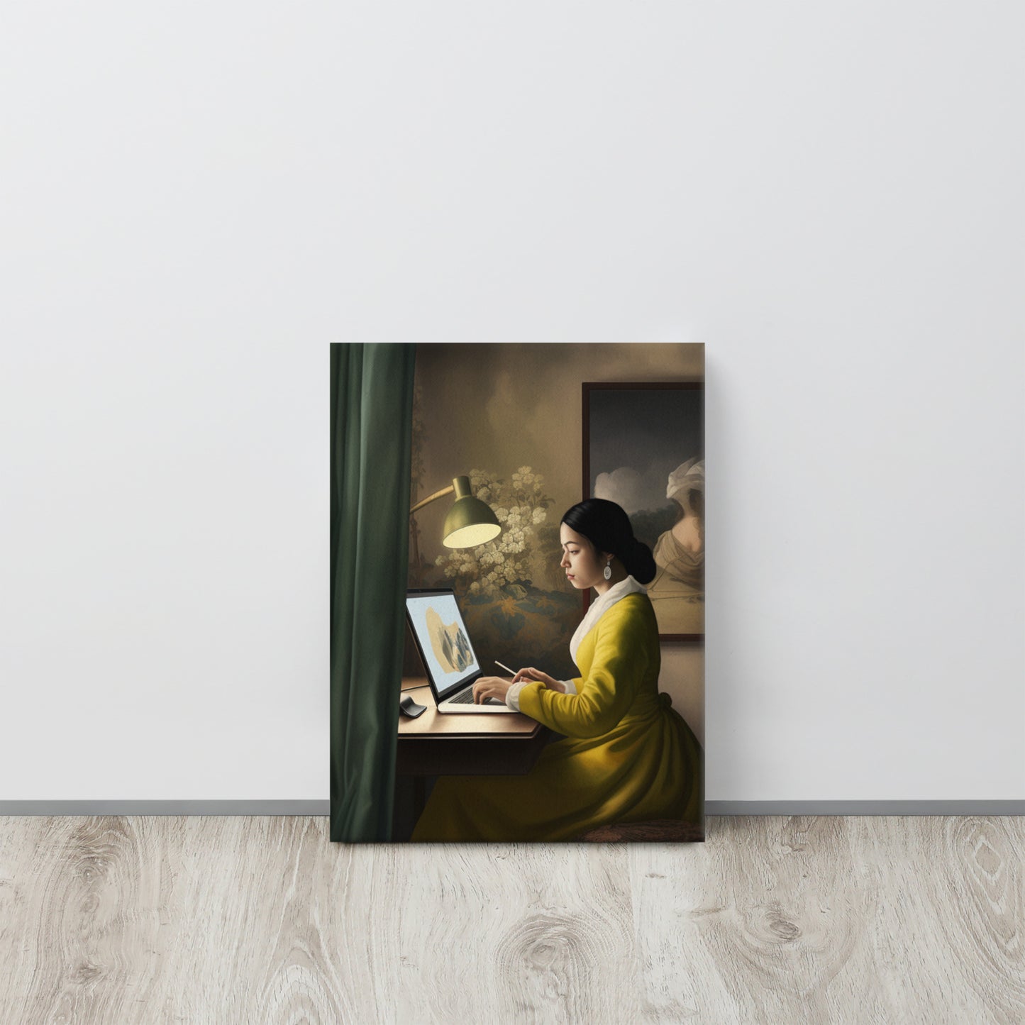 "Modern Daylight": A Vermeer-Inspired AI Canvas Print of Contemporary Life