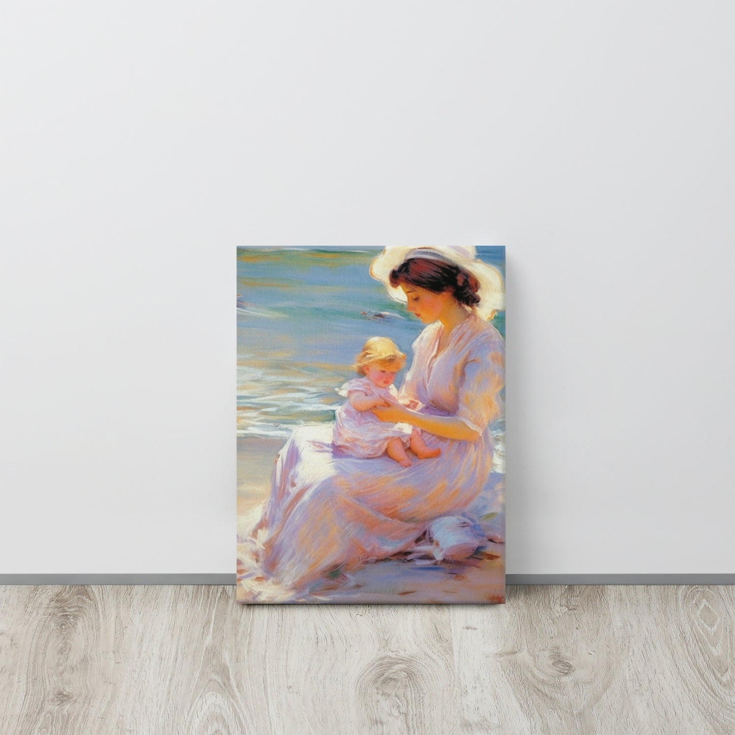 "Mother and Child by the Sea" - Mary Cassatt Inspired Canvas Print