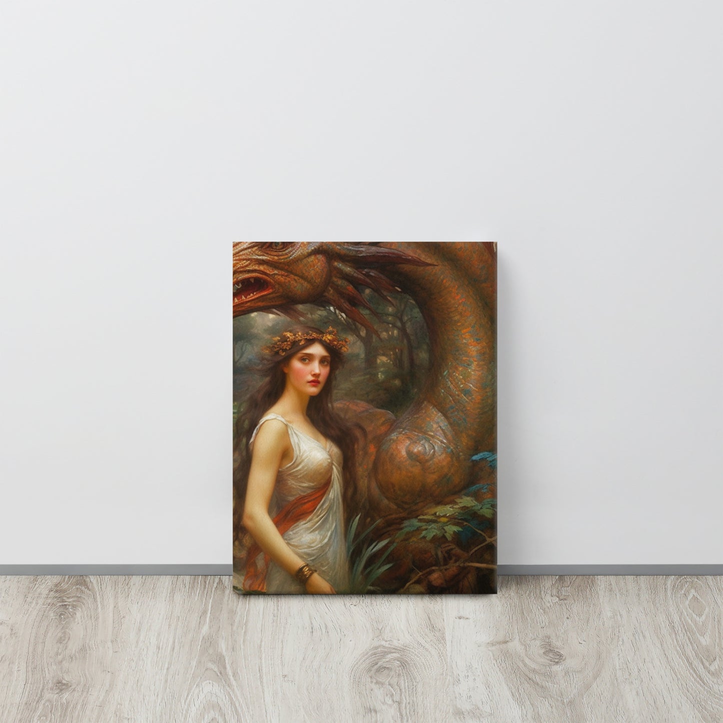 "Enchanted Encounter" - John William Waterhouse-Inspired AI Canvas Print