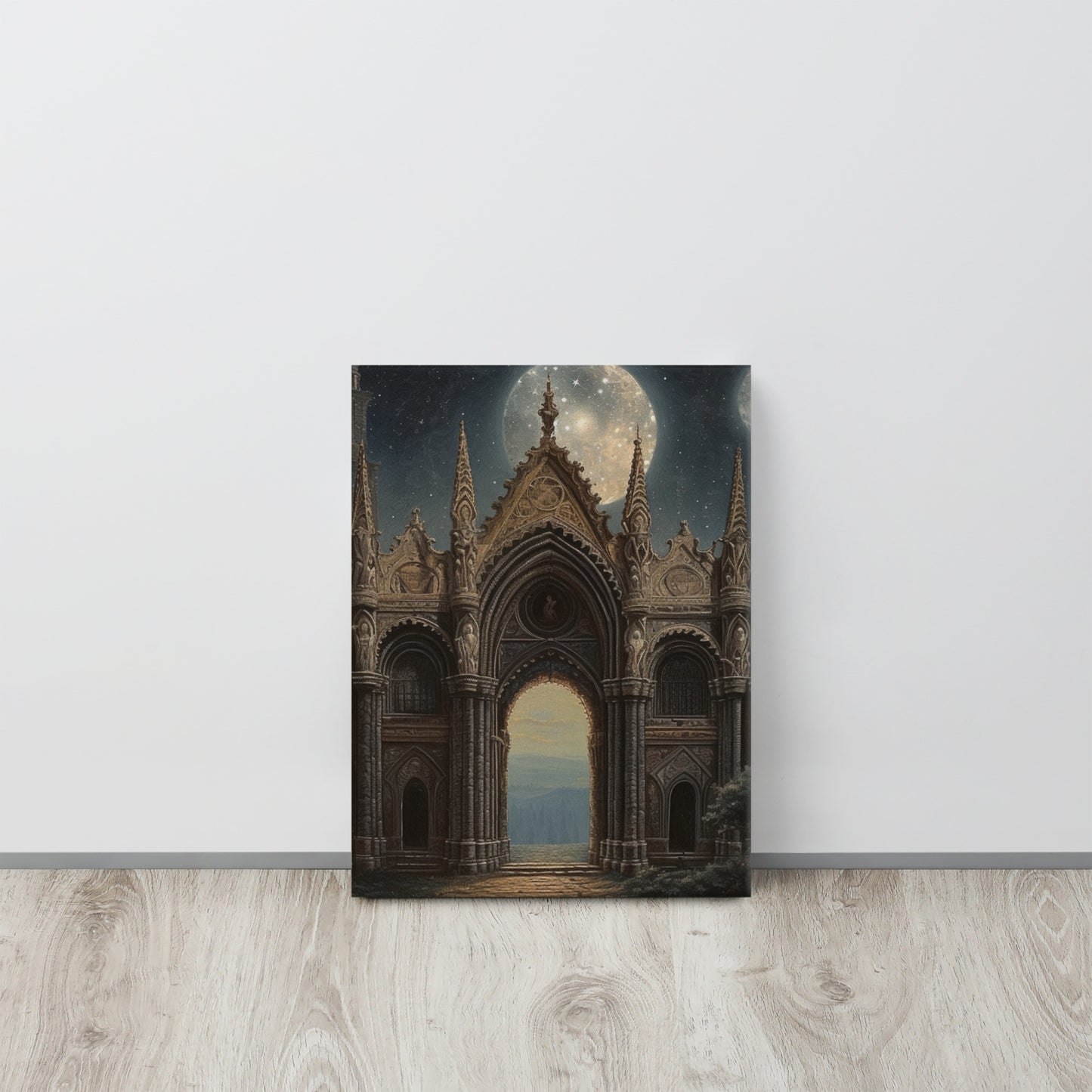 "Celestial Gateway" - Gothic Archway Canvas Print Inspired by Ponziano Loverini