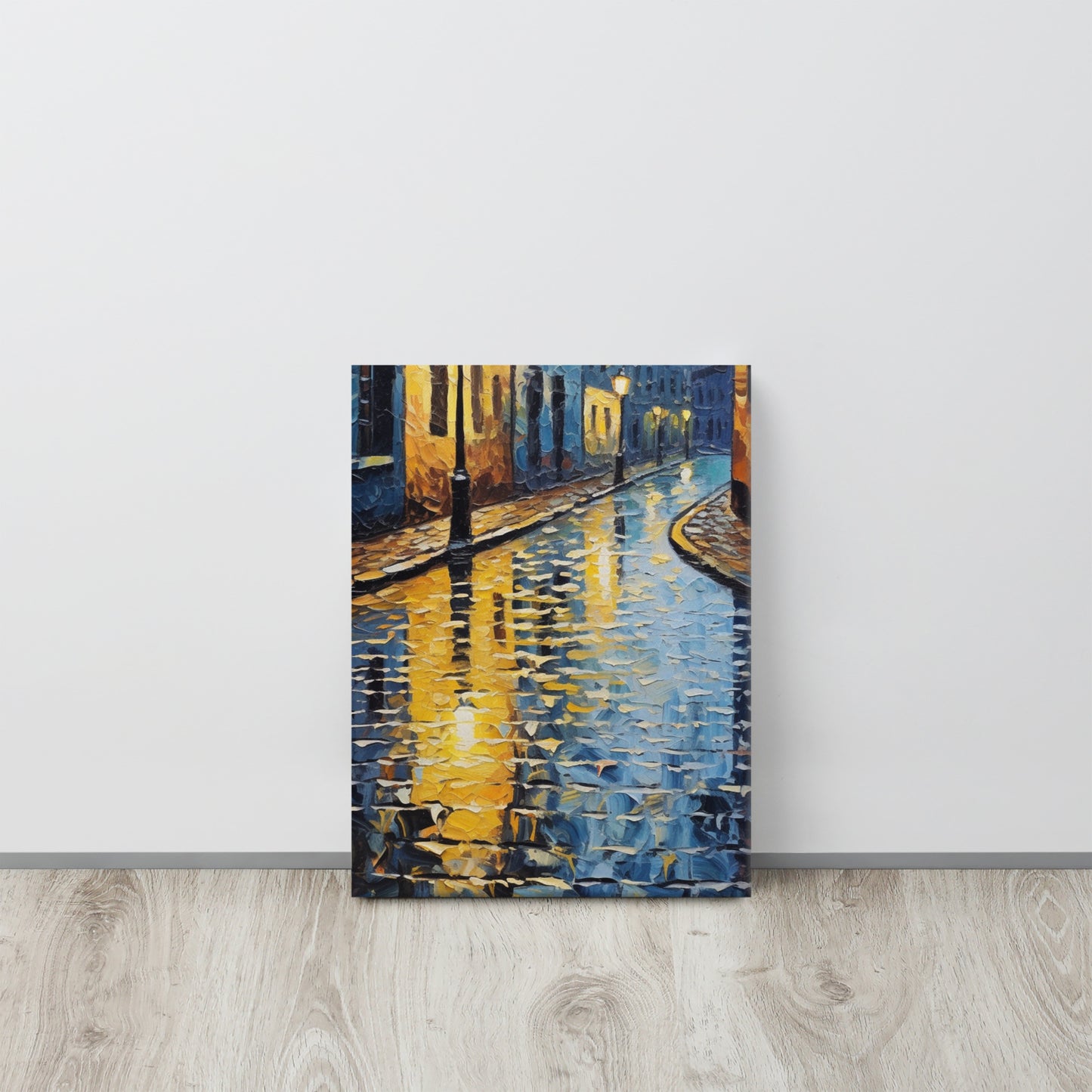 Nocturnal Showers: Monet-Inspired Oil Canvas Print - Night Version