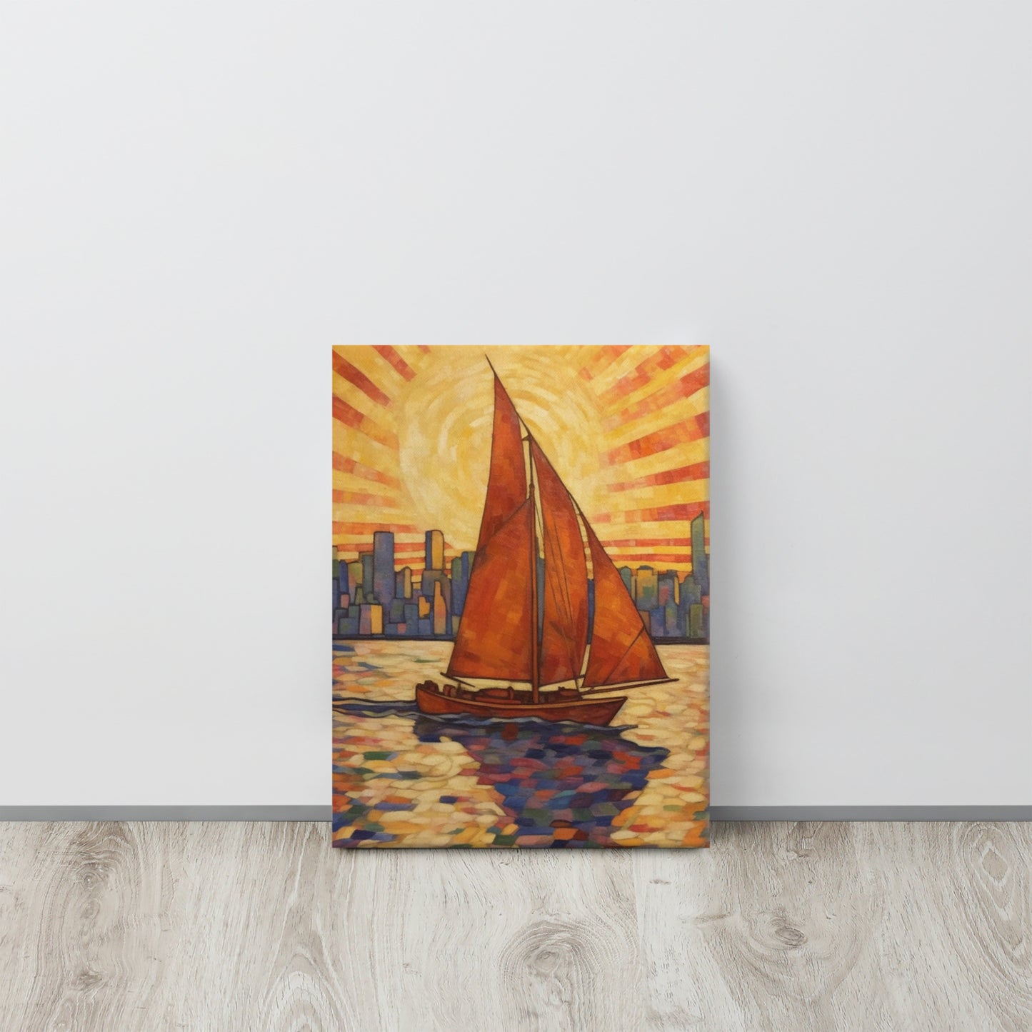 Sailing Into the Sunset: NYC Egon Schiele-Inspired Canvas Print