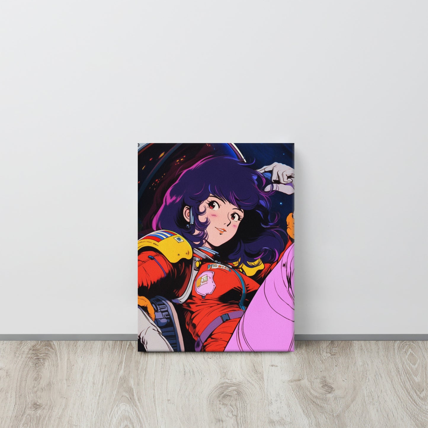 Stardust Serenity: Anime Astronaut Babe Canvas Print in Yatate's Style