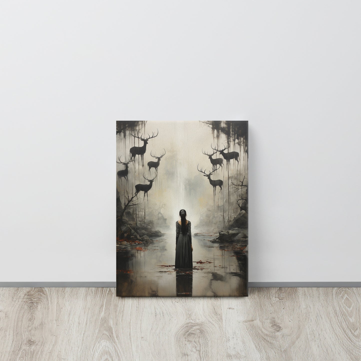 Lake Serenade: Haunting Maiden Canvas Print Inspired by Francisco de Goya