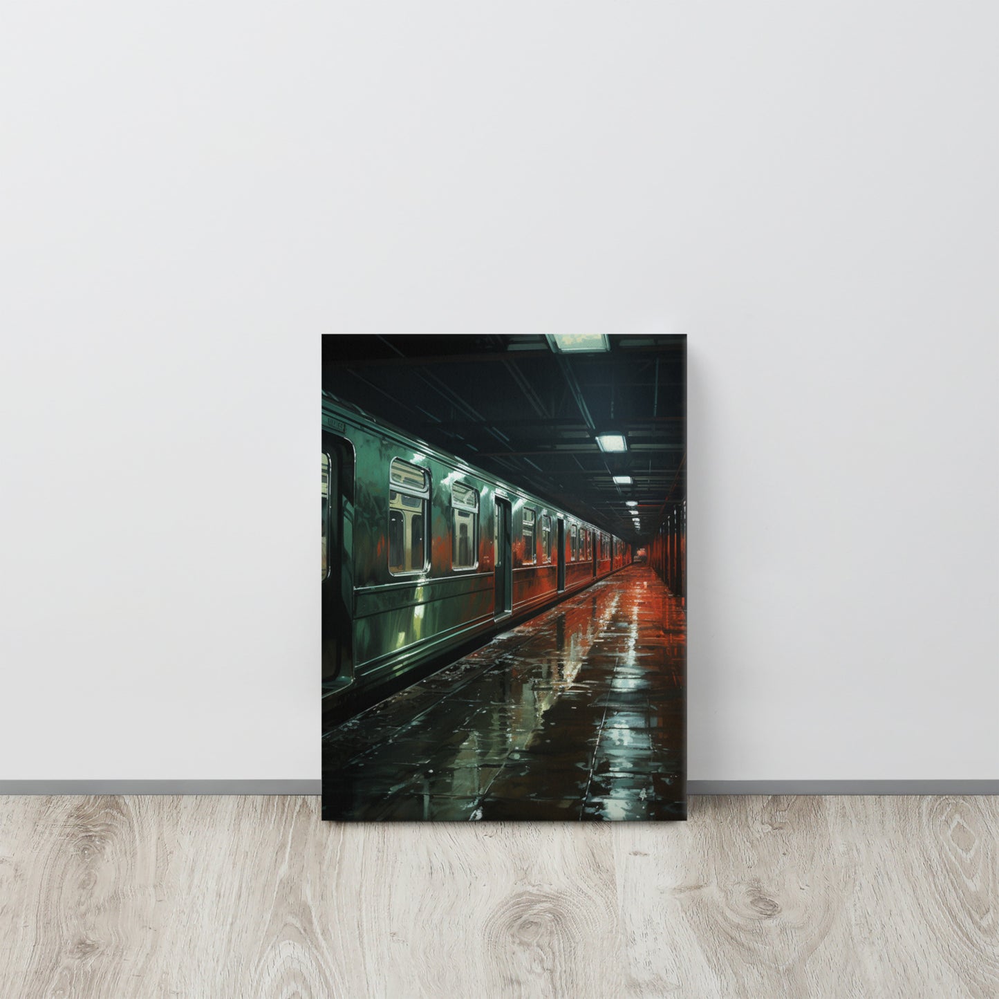 Subterranean Solitude: Solitude in Emerald & Crimson Canvas Print