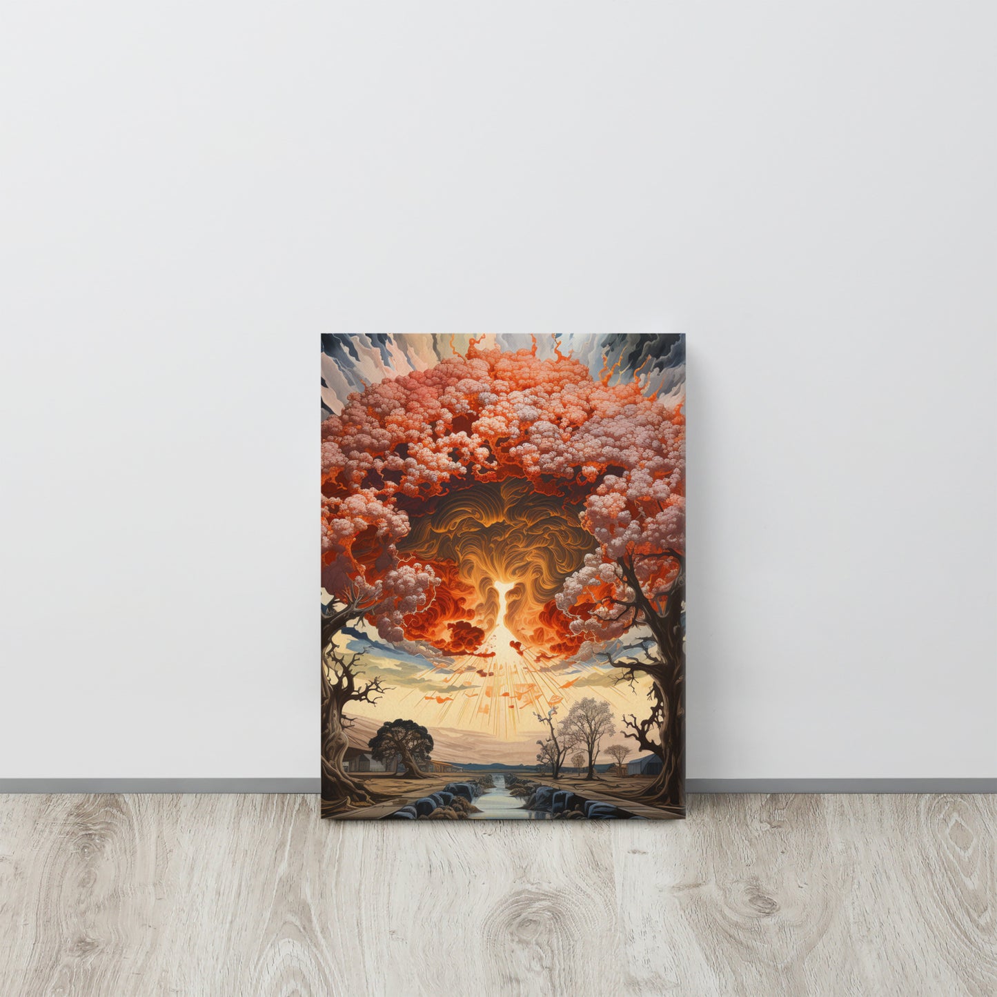 Hydrogenesis: Escher-Inspired Hydrogen Bomb Explosion Canvas Art