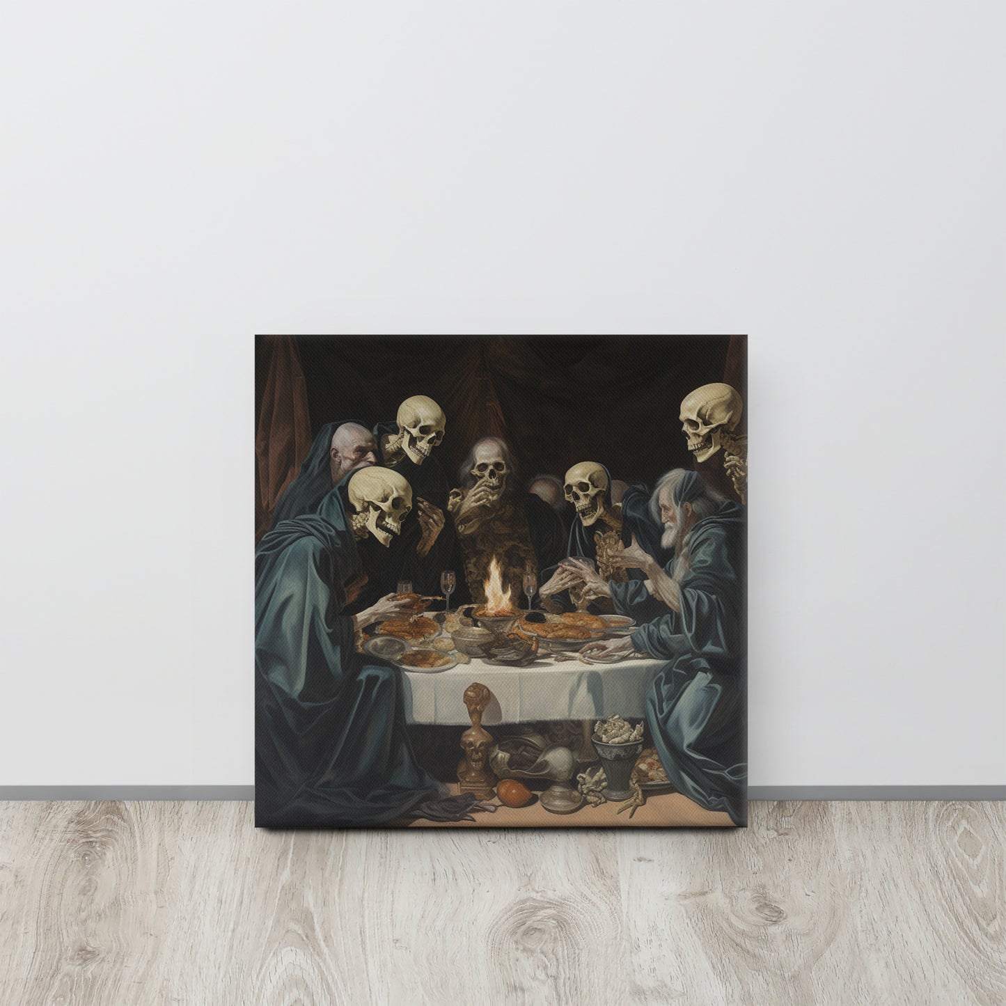 "The Unholy Feast" - AI Generated Art Print Inspired by Ponziano Loverini's Eerie Style