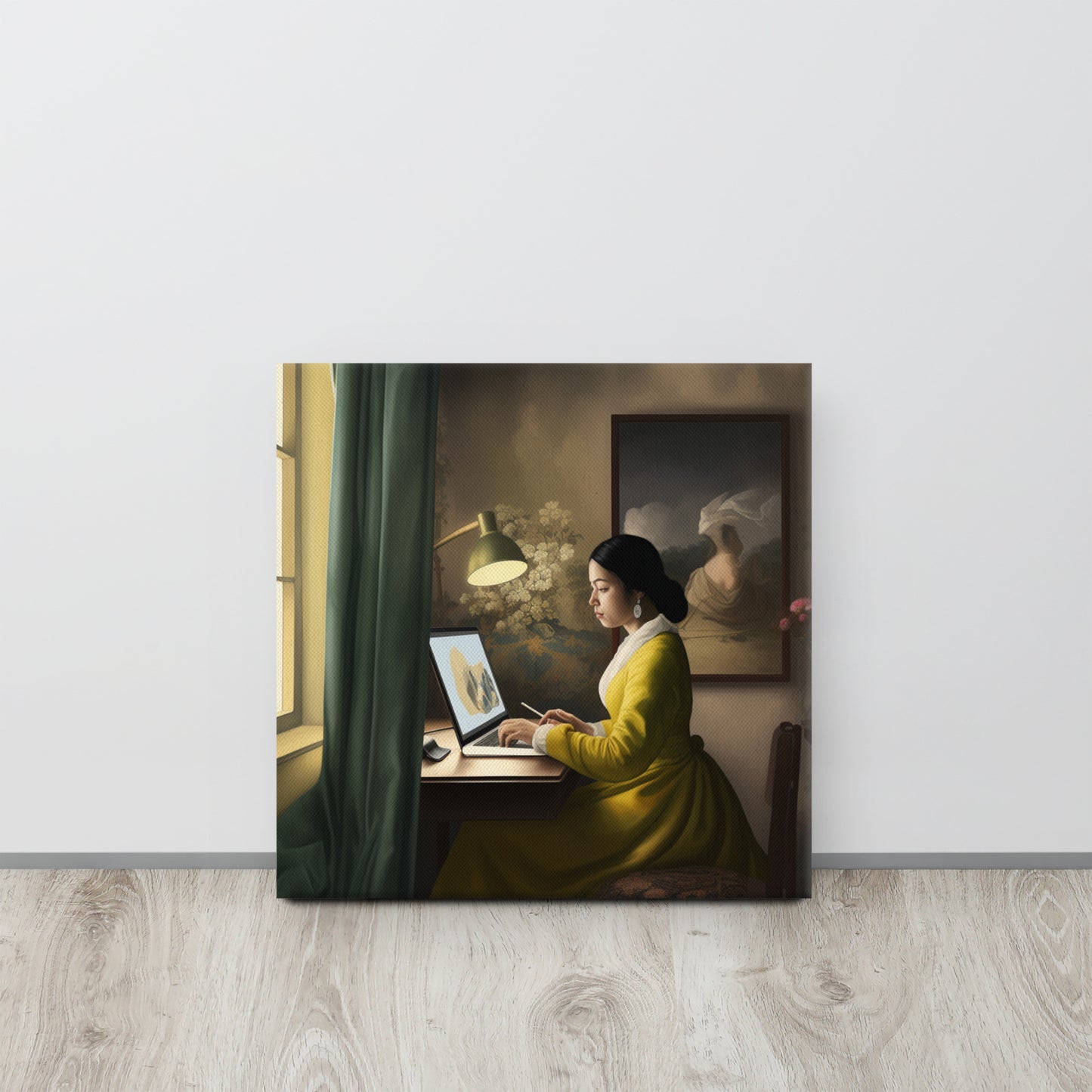 "Modern Daylight": A Vermeer-Inspired AI Canvas Print of Contemporary Life