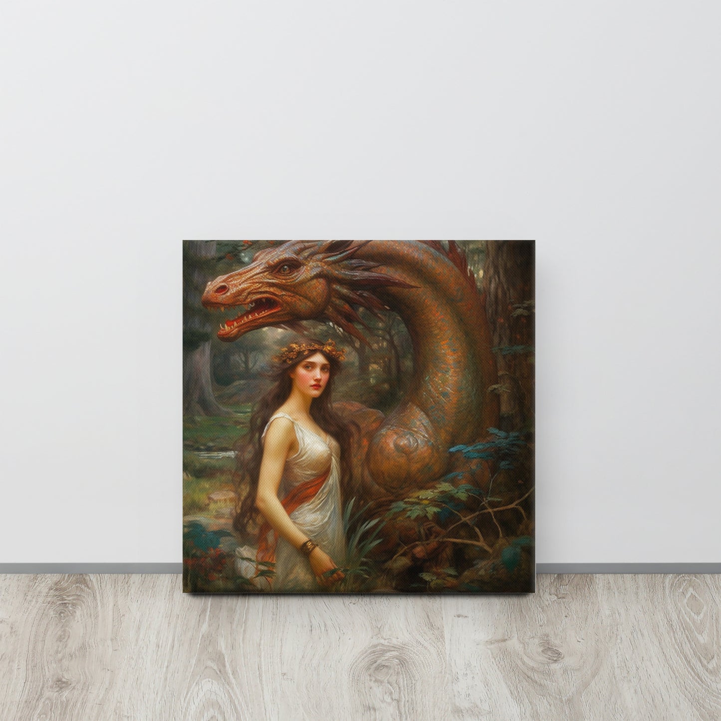 "Enchanted Encounter" - John William Waterhouse-Inspired AI Canvas Print