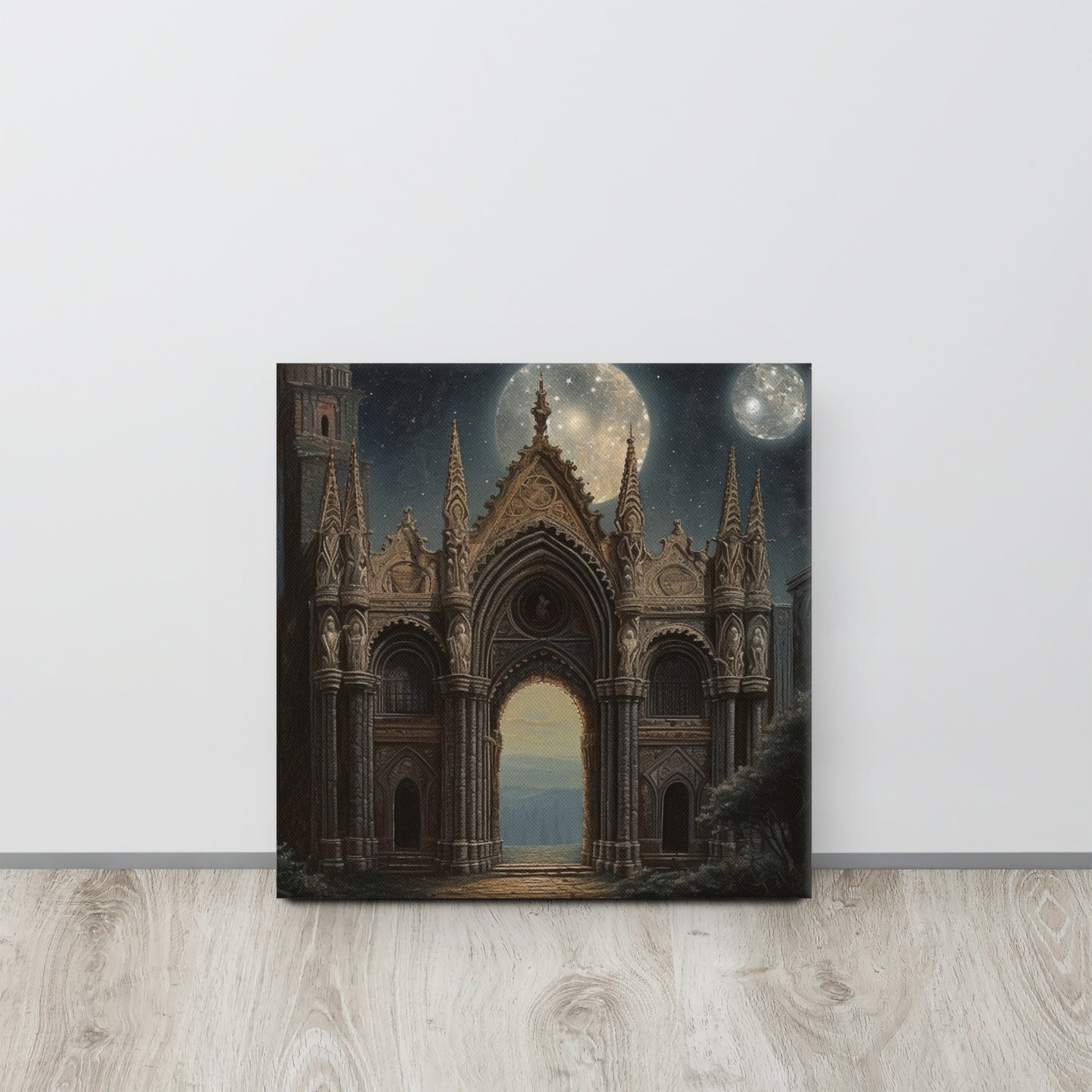 "Celestial Gateway" - Gothic Archway Canvas Print Inspired by Ponziano Loverini